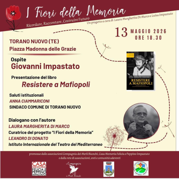 “I Fiori della Memoria” a Torano Nuovo: ospite Giovanni Impastato con il libro 'Resistere a Mafiopoli' - Foto