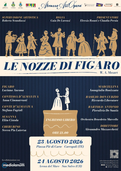 Abruzzo All’Opera celebra cinque anni con “Le Nozze di Figaro” tra Corropoli, San Salvo e Pescara - Foto