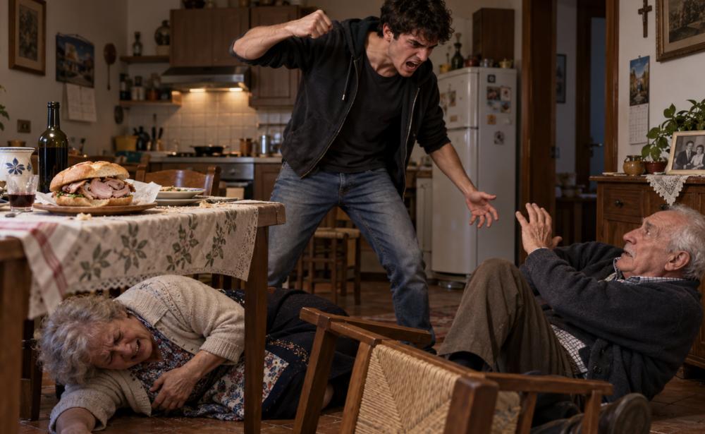 Teramo, non vuole il panino con la porchetta per cena e scaraventa i nonni a terra - Foto